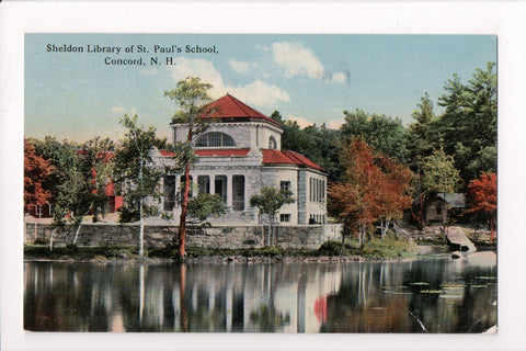 NH, Concord - St Paul School, Sheldon Library postcard - w03338