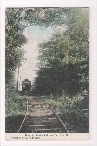 NH, Derry - Derry and Chester Railway, tracks with car - @1911 postcard - G03261