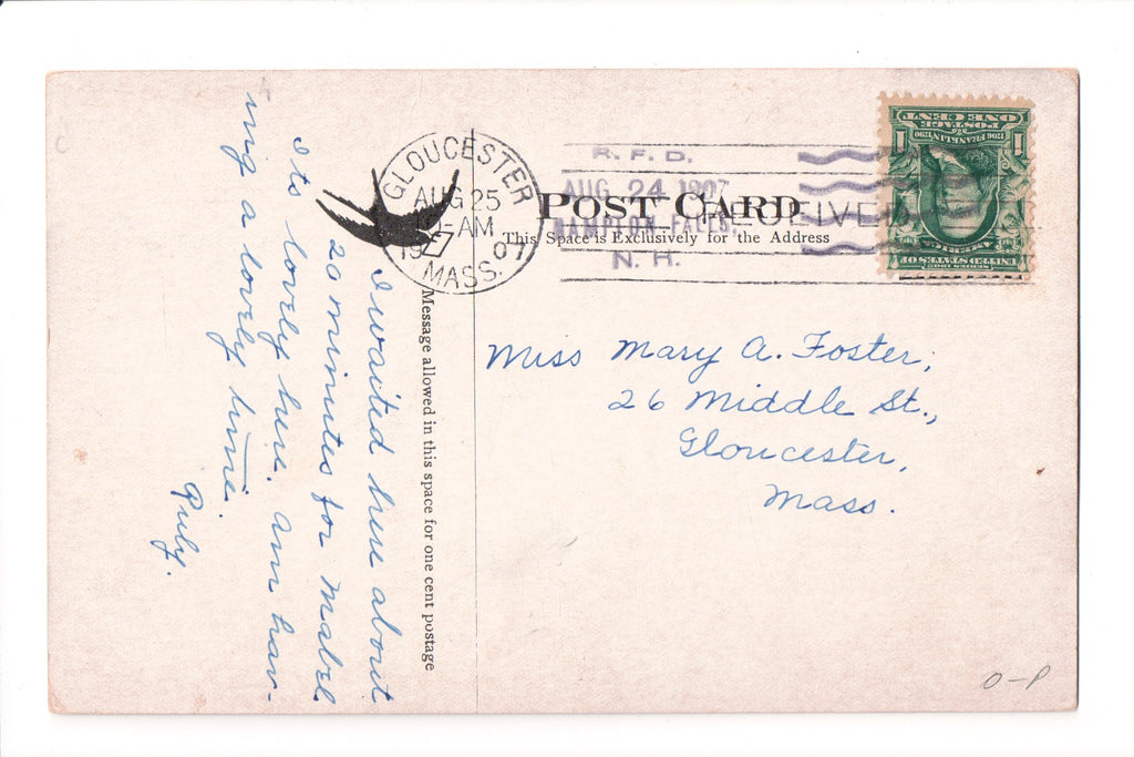 cancel US - RFD cancel - Hampton Falls, NH - @1907 - A10048