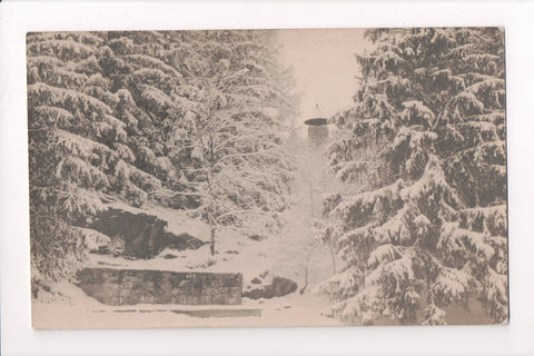 NH, Hanover - Dartmouth College woods scene, tower - RPPC - L03161