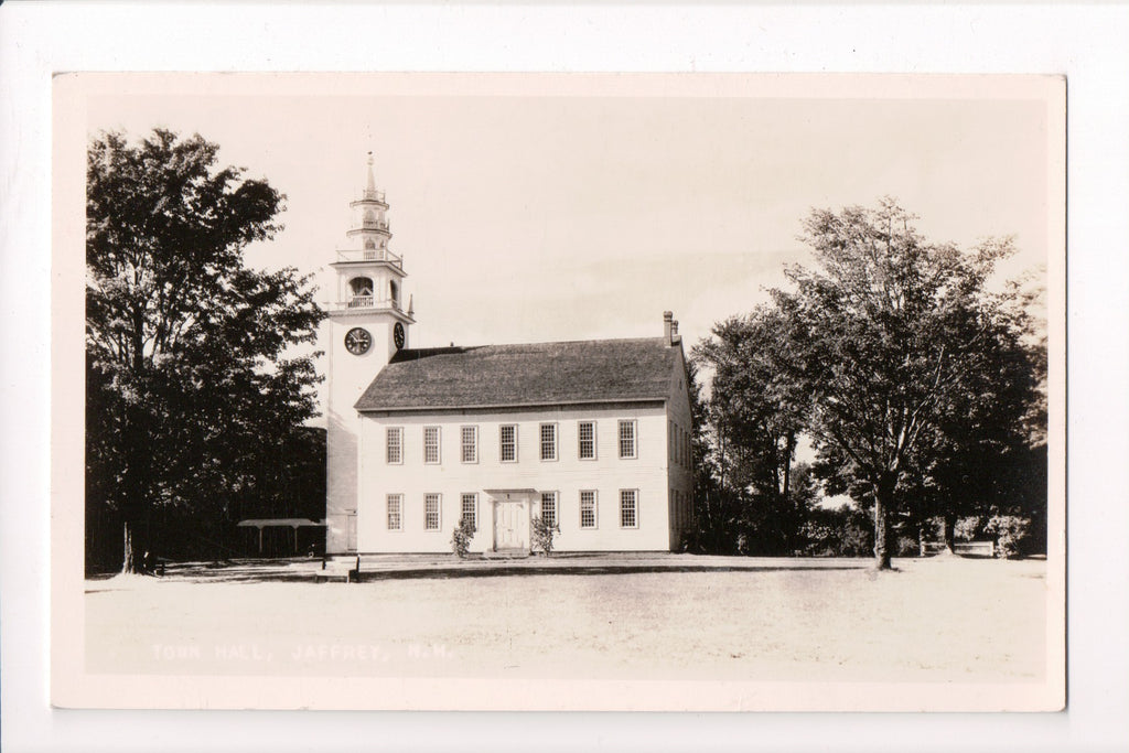 NH, Jaffrey - Town Hall closeup postcard - RPPC - R00922