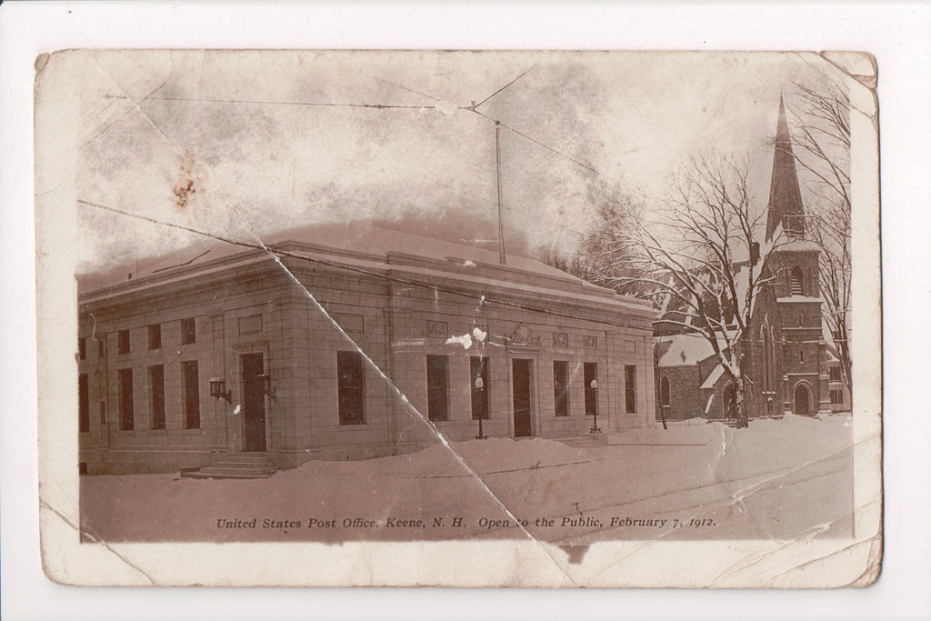 NH, KEENE - US Post Office before opening date - z17043 - RPPC **DAMAGED / AS IS