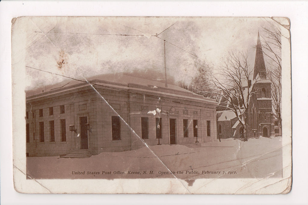 NH, Keene - US Post Office before opening date - z17043 - RPPC **DAMAGED / AS IS