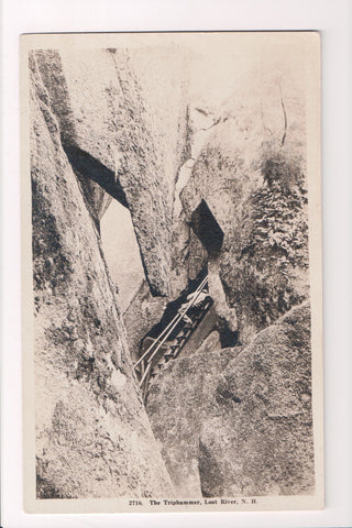 NH, LOST RIVER - Triphammer, man on stairs - RPPC postcard - w03575