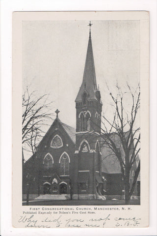 NH, Manchester - First Congregational Church postcard - A09002