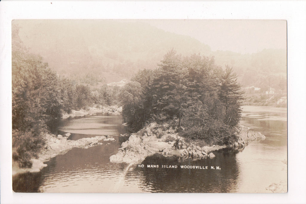 NH, Woodsville - No Mans Island, closeup - RPPC - B04195