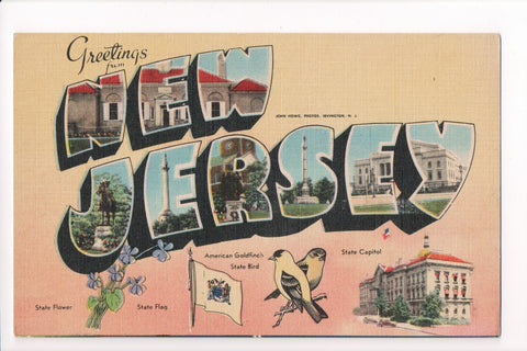 NJ - NEW JERSEY - Large Letter Greetings from postcard - B08278