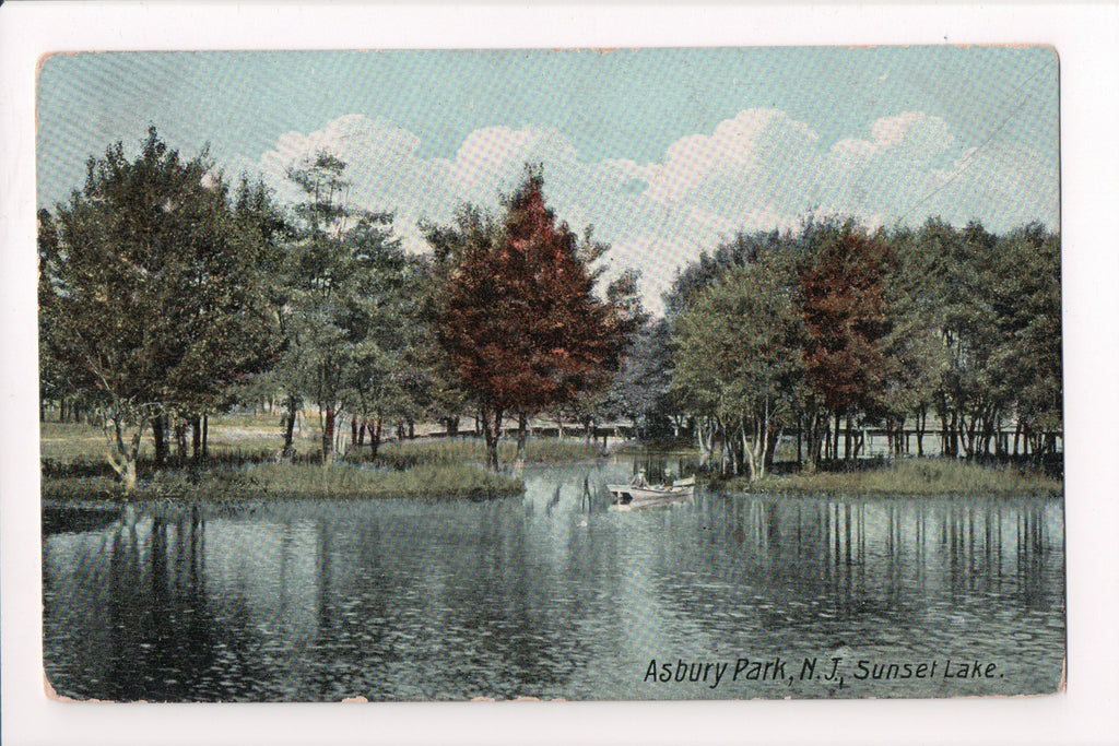 NJ, ASBURY PARK - Sunset Lake postcard - C17707