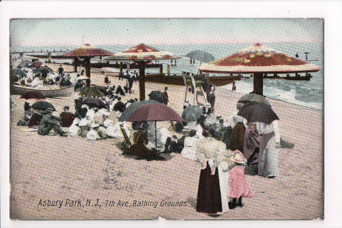 NJ, Asbury Park - 7th Ave Bathing Grounds, umbrellas - K06031