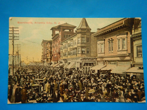 NJ, Atlantic City - Boardwalk crowded with people - A12060