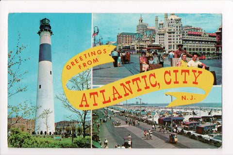 NJ, Atlantic City - Greetings from banner - Absecon Lighthouse - w03138