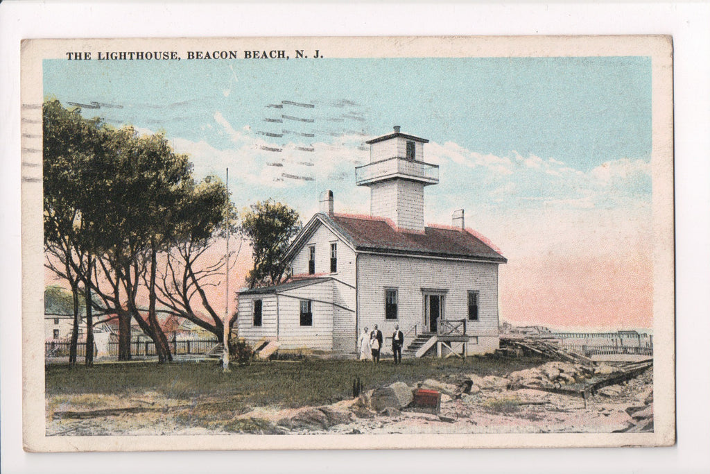 NJ, BEACON BEACH - Light House, Lighthouse, people (original SOLD) - B17164