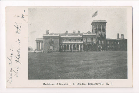 NJ, Bernardsville - Senator J F Dryden residence - 1906 postcard - EP0095