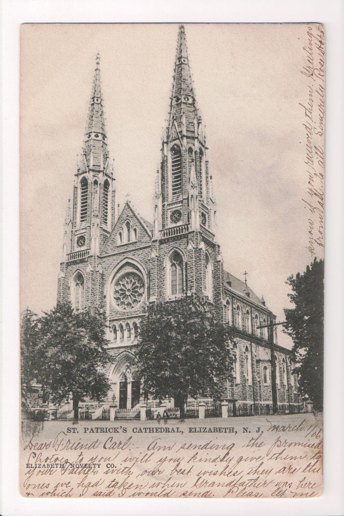 NJ, ELIZABETH - St Patricks Cathedral postcard - CP0311