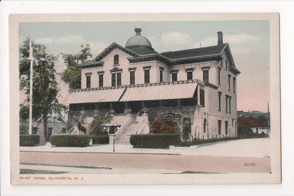 NJ, ELIZABETH - Elks Home closeup postcard - EP0078