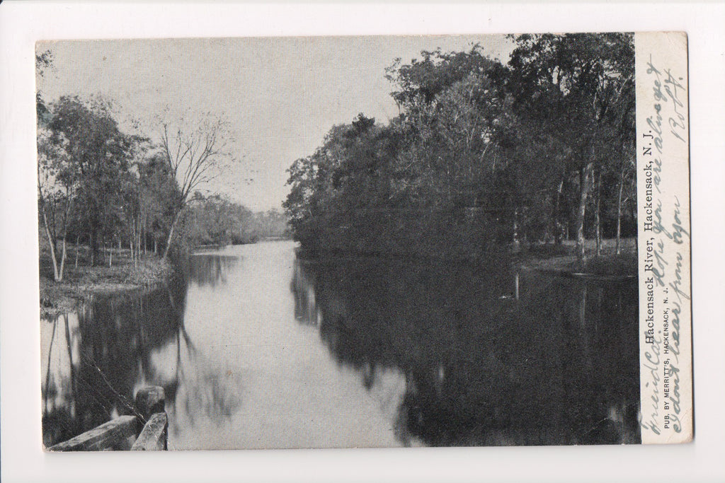 NJ, HACKENSACK  - Hackensack River scene - @1906 postcard - D08113