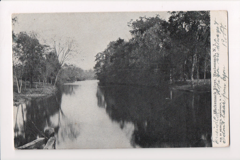 NJ, Hackensack - Hackensack River scene - @1906 postcard - D08113