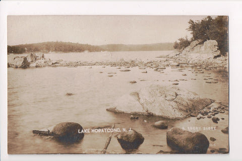 NJ, LAKE HOPATCONG - A Rocky Shore - RPPC postcard - EP0073