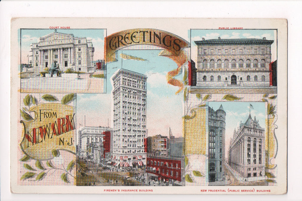 NJ, Newark - Greetings from, multi view - postcard mailed in 1916 - w02696