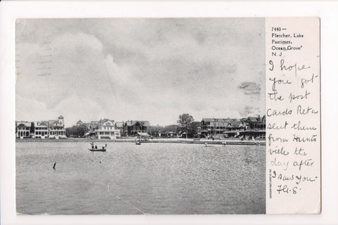 NJ, OCEAN GROVE- Fletcher, Lake Pastimes - mailed 1907 postcard - K03020