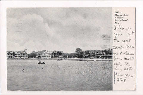 NJ, Ocean Grove - Fletcher, Lake Pastimes - mailed 1907 postcard - K03020