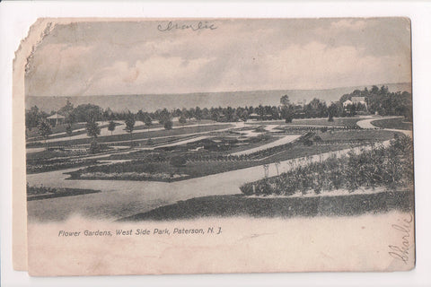 NJ, PATERSON - West Side Park, gardens - 500593 - postcard **DAMAGED / AS IS**