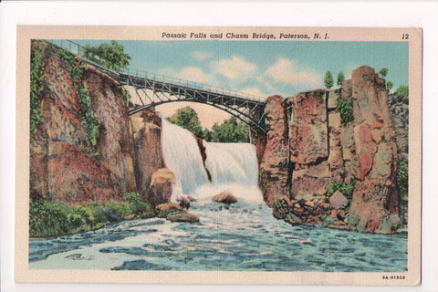 NJ, Paterson - Passaic Falls, Chasm Bridge postcard - 605046