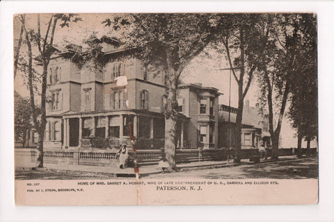 NJ, Paterson - Carroll and Ellison Sts, Home of Mrs Garret A Hobart - 700080
