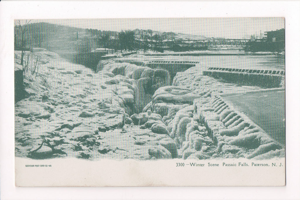 NJ, PATERSON - Passaic Falls, Winter scene with ice postcard - J06073