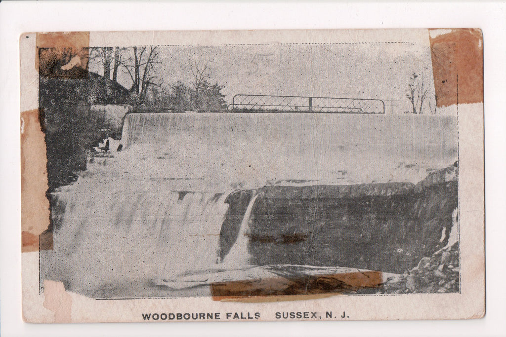 NJ, Sussex - Woodbourne Falls closeup - z17070 - postcard **DAMAGED / AS IS**