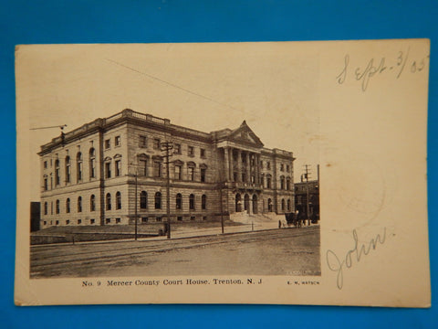 NJ, TRENTON - Mercer County Court House - E M Watson postcard - EP0012