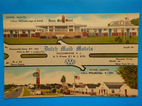 NJ, WOODBRIDGE - Dutch Maid Motel linen postcard - A12310