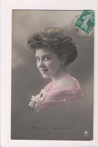 People - Female postcard - Pretty Woman - RPPC - gapped teeth - NL0187