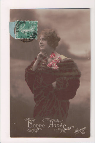 People - Female postcard - Pretty Woman - MESANGE RPPC -in fur - NL0210