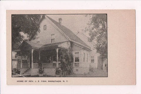 NY, MARATHON - Rev J E Fish Residence - close up postcard - NL0314