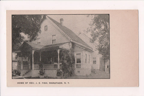 NY, Marathon - Rev J E Fish Residence - close up postcard - NL0314