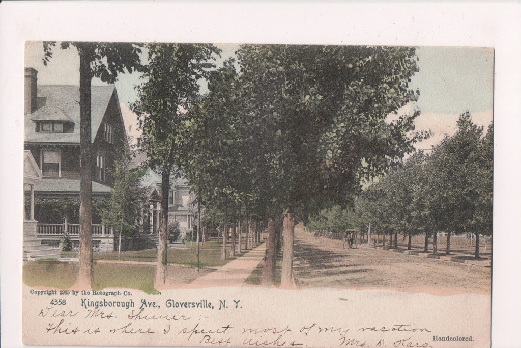 NY, GLOVERSVILLE - Kingsborough Ave - 1905 postcard - NL0316