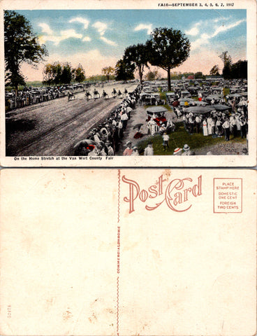 OH, VAN WERT - 1917 county fair view of horse race, cars, people (original SOLD) NL0399
