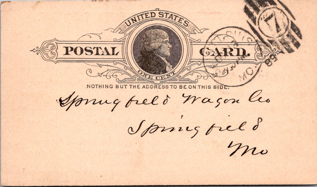 MO, ST LOUIS - Burd-Stuyvesant Glue Co - to Springfield Wagon Co Postal Card (original SOLD) NL0413