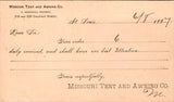 MO, St Louis - MISSOURI TENT AND AWNING CO - to Springfield Wagon Co - Postal Card - NL0414