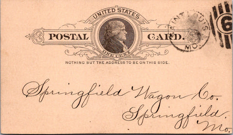 MO, St Louis - MISSOURI TENT AND AWNING CO - to Springfield Wagon Co - Postal Card - NL0414