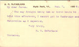 VT, Hyde Park - H M McFARLAND - 1908 note about freight being late - Postal Card