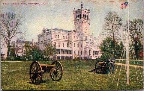 DC, Washington - Soldiers Home, canons, old vets - 1908 postcard - NL0483
