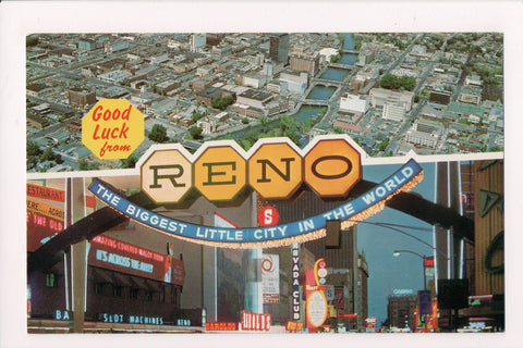 NV, Reno - multi view, bird eye of city / arch and signs - NV0005
