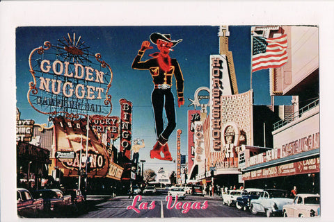 NV, Las Vegas - signs for Golden Nugget, Horshoe etc postcard - NV0011
