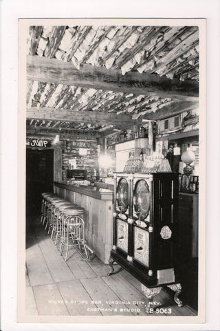 NV, VIRGINIA CITY - Silver Stope Bar interior - SLOT MACHINES - RPPC - BP0018