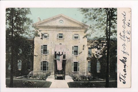 NY, Auburn - Womens Prison, flags draping door - T J Hennessey card - w02624
