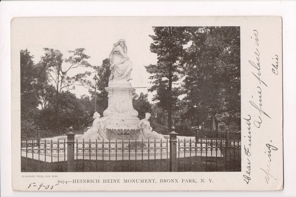NY, BRONX Bronx Park - Heinrich Heine Monument closeup @1906 - EP0004