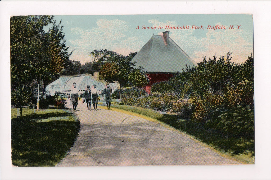 NY, BUFFALO - Humboldt Park, Glass House, boys - @1935 (original SOLD) - C17650