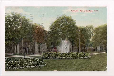 NY, Buffalo - Johnson Park, fountain, @1910 vintage postcard - D05449
